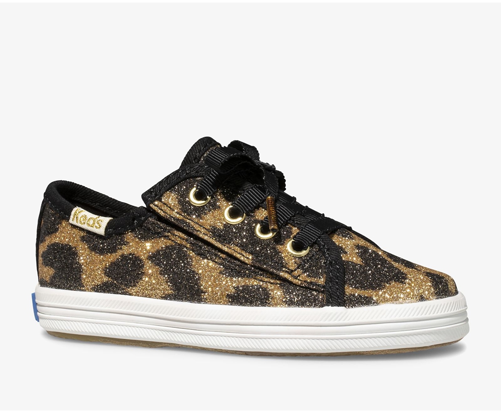 Πανινα Παπουτσια Παιδικα - Keds Kate Spade New York Kickstart Jr. Glitter Leopard - Λεοπαρ - YIAOX74